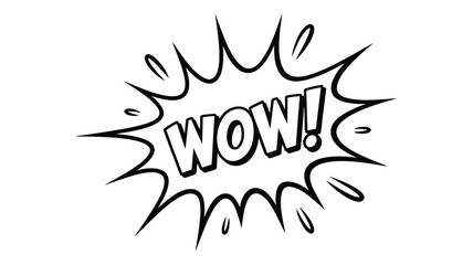 Hand drawn comic book style explosion with the word wow in bold letters