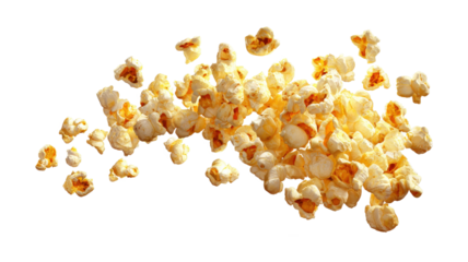 Flying popcorn isolated on a white background