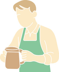 Barista Brewing Coffee Illustration

