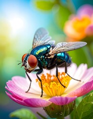 Vibrant fly on a flower