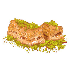 Pistachio baklava vector