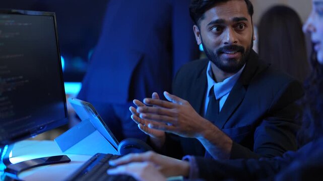 wo software engineers engage in pair programming to debug a complex algorithm. They analyze the source code and implement a fix in a fast-paced agile development environment.