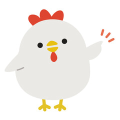 ヒヨコのキャラクター右向き指差しポーズ