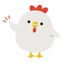 ヒヨコのキャラクター左向き指差しポーズ