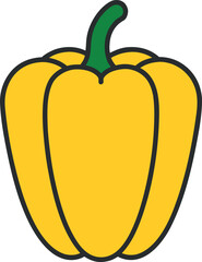 Yellow Capsicum Vegetable Icon for Culinary Design