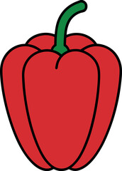 Red Capsicum Vegetable Icon Illustration for Food Design