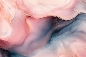 Fototapeta premium Soft flowing abstract background with smooth transitions of pink, peach, and gray tones creating an elegant and calming effect
