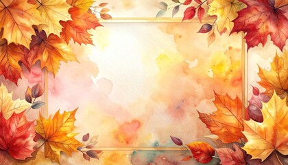 秋の水彩風背景枠2