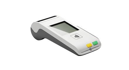 Modern payment terminal isolated on transparent background for cashless transactions
