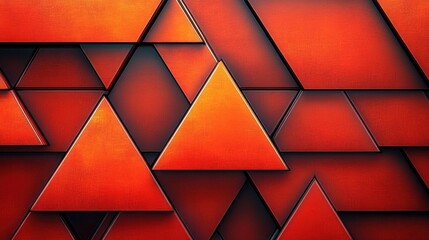 Abstract geometric pattern of overlapping bright orange and dark red triangles creating a dynamic and vibrant textured composition