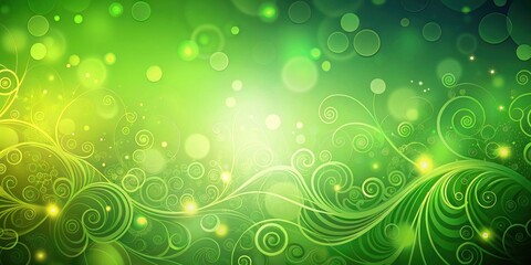 Luminous Green Swirls An Enchanting Floral Design with Glowing Bokeh Effects for Festive Occasions