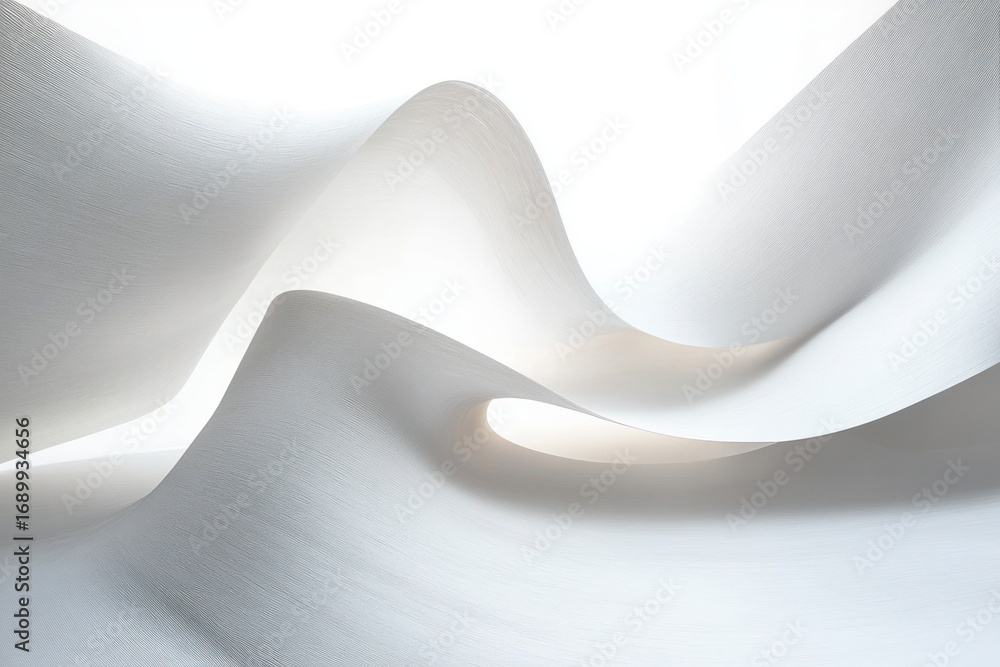 Poster smooth flowing white abstract architectural curves creating a minimalistic and serene atmosphere wit