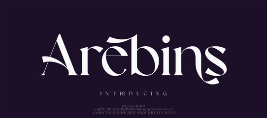 Arebins Luxury minimalist alphabet display font vector. Elegant typeface