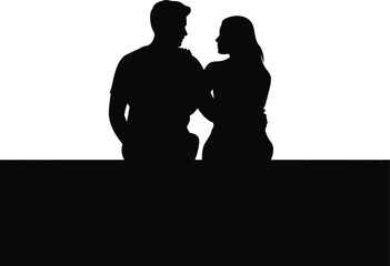 Couple embracing silhouette love romance