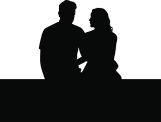Couple embracing silhouette romantic love