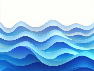 Fototapeta premium Abstract layered waves in varying shades of blue creating a smooth undulating pattern on white background