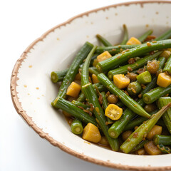 A simple and flavorful okra stir-fry, lightly spiced and served in a ceramic dish,