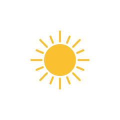Simple Yellow Sun Icon with Rays, Weather Symbol