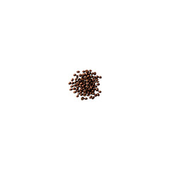 A pile of freshly roasted coffee beans with rich brown color and distinct texture isolated on transparent background