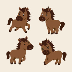 horse illustration with four alternative style options
