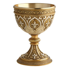 Ornate Gold Chalice: Exquisite Religious Artifact Detail on transparent background