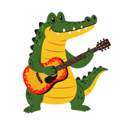 Fototapeta premium Happy Alligator Playing Acoustic Guitar.