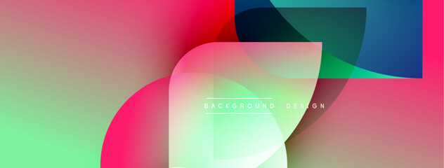 Abstract colorful shapes overlap, creating dynamic gradient background. Soft hues blend, forming modern visual experience.