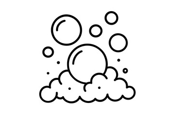 Soap bubbles and foam line icon. Simple vector graphic of suds for cleaning and washing concepts. Fizzy pop or carbonated drink symbol. Minimalist outline cartoon illustration.