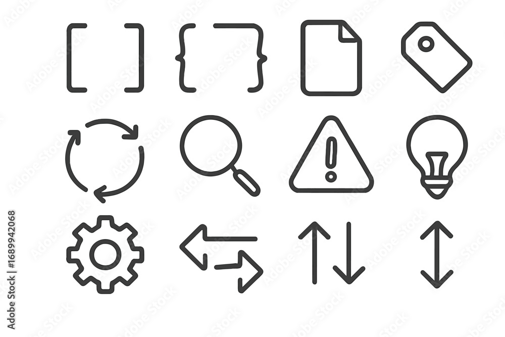 Aufkleber user interface line icon set for web and mobile app design. vector graphic collection of essential g