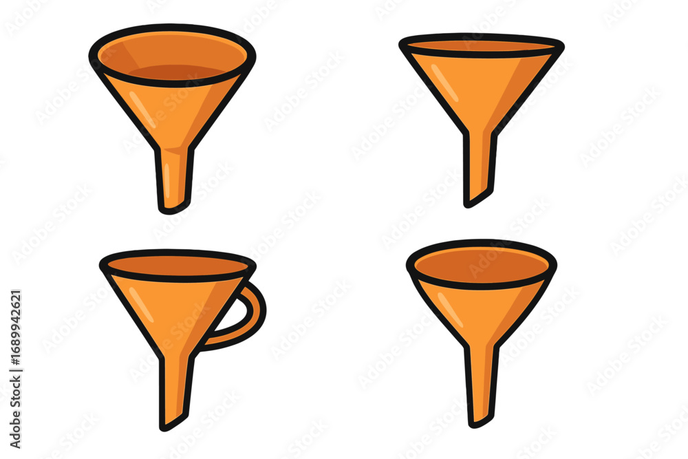 Aufkleber set of sales funnel vector icons. marketing conversion and lead generation metaphor. business proces