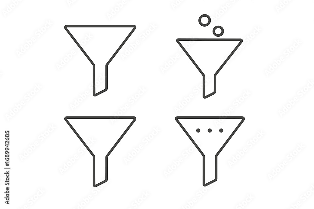 Aufkleber funnel line icon set. business sales funnel concept. marketing conversion, data filtering, lead gene