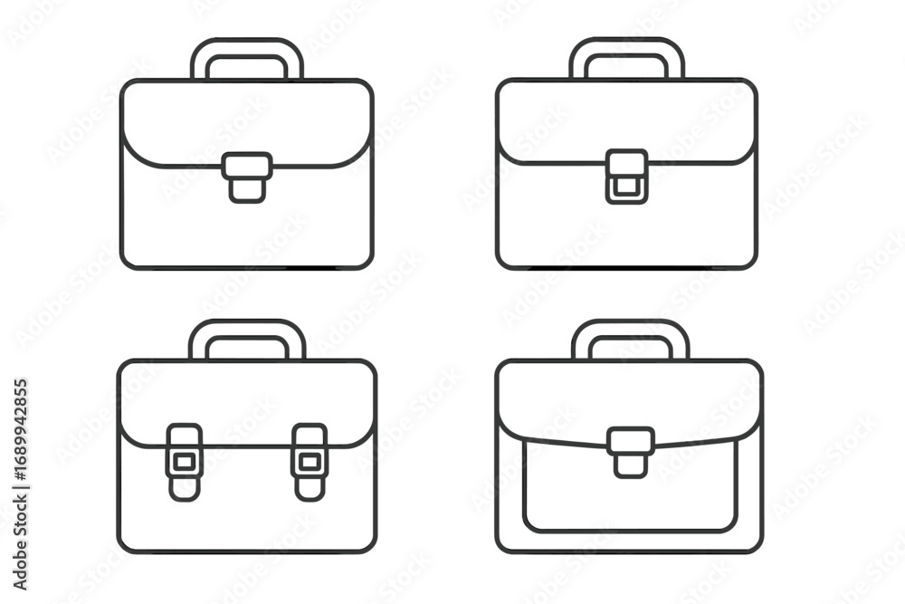 Poster briefcase line icon collection for business and office work. vector set of portfolio cases. diplomat