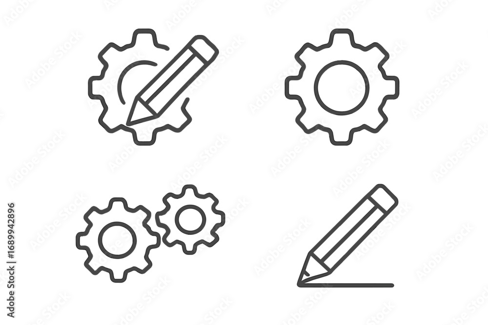 Fototapete settings edit icon. configuration symbol. gear with pencil pictogram. development and customization 