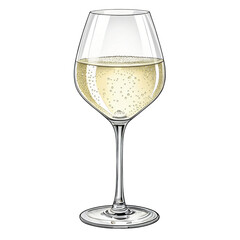 Sparkling Wine in Elegance: A single glass of sparkling wine shimmers with effervescence, a symbol of celebration and refinement.