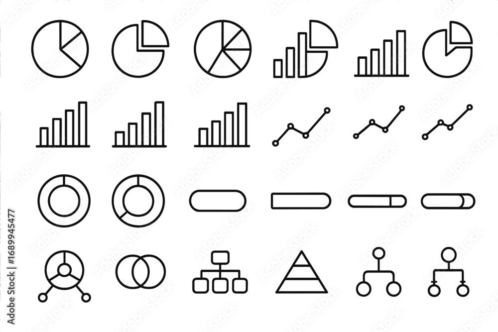 Aufkleber big set of infographic elements. chart, diagram, pie chart, progress bar, graph outline icon collect