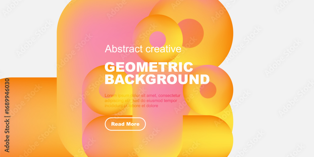 Poster Vibrant abstract shapes overlap, creating dynamic colorful background. Text promotes further exploration via button.