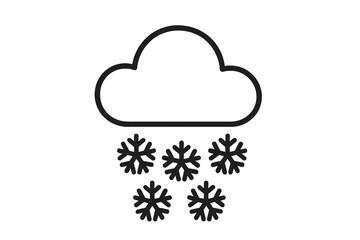Snowing cloud icon. Simple weather forecast symbol for winter season. Minimalistic line art vector for web design, apps, UI, UX. Snowfall, snowflake, blizzard concept.