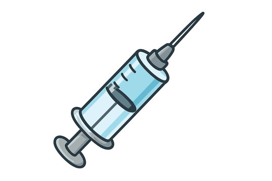 Syringe vector icon. Medical injection concept. Vaccine, vaccination, immunization symbol. Medicine, health care, hospital graphic. Simple cartoon illustration for apps.
