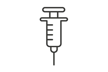Syringe vector icon. Medical injection, vaccination, and healthcare concept. Simple line art symbol for vaccine, shot, and dose. Medicine and treatment pictogram illustration.