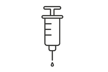 Syringe injection icon. Vaccine shot. Medical, medicine, and healthcare concept. Simple line art for web design. Immunization, treatment, and dose symbol. Doping or drug.