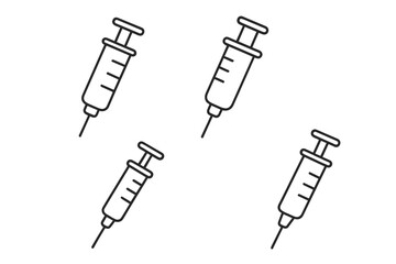 Syringe vaccine icon set. Medical injection linear symbol pack. Medicine drug dose concept. Healthcare vaccination outline pictogram collection. Simple vector illustration.