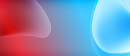 Abstract background features flowing shapes. Red blends into blue, creating smooth gradient effect. Minimalist design, modern aesthetic.