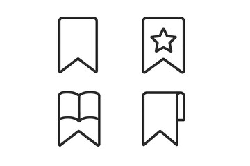 Bookmark line icon set. Vector pictogram collection for web and graphic design. Minimalist symbols for favorite, save, read later. UI UX element for app, website, social media.