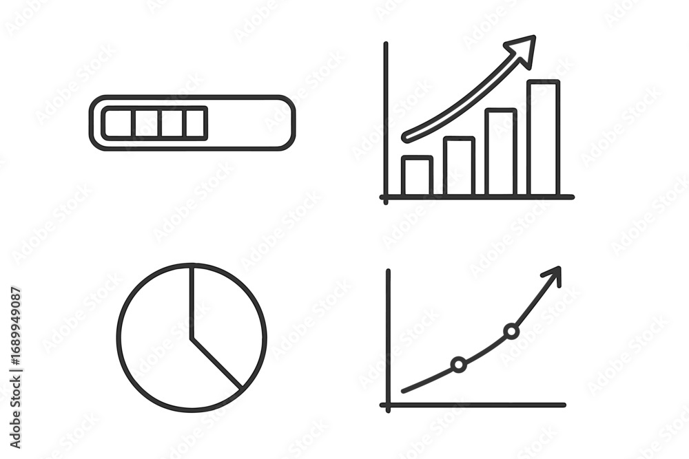 Aufkleber infographic chart icon set for business analytics and data visualization. collection of outline vect