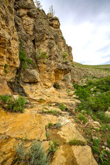 It took multiple millennia of erosion to create these rock over hangs, that have been used as shelter from the elements by humans and animals, in Carlsbad Caverns National Park.