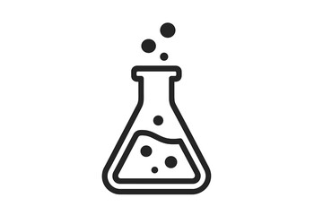 Laboratory Flask Minimalistic Outline Icon, Science Chemistry Beaker Symbol, Web and Graphic Design Element, Apps, Banners, Social Network, Cards, Vector Cartoon Illustration Transparent