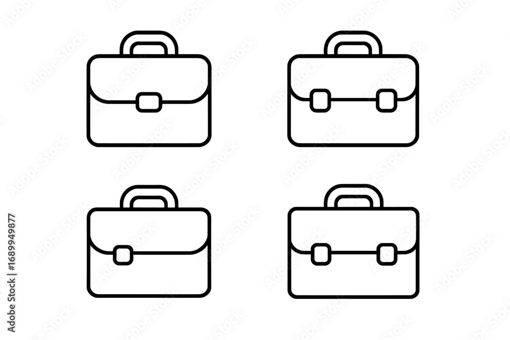 Poster briefcase icon set line art. business bag symbol pack. thin line portfolio icons. work case pictogra