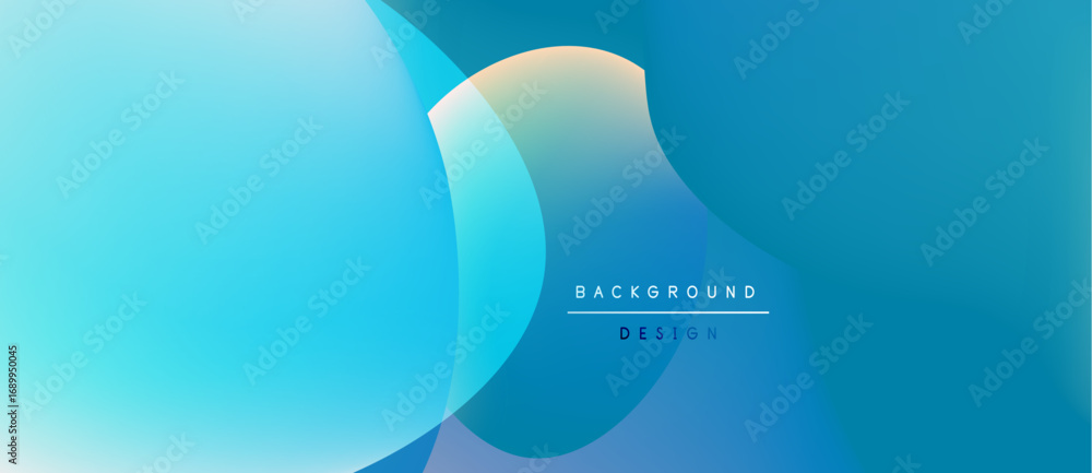 Poster abstract blue gradient background. overlapping circles create dynamic visual effect. text reads back