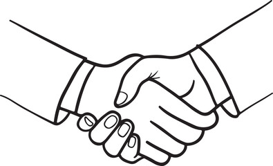 Close Up Handshake Line Art agreement deal