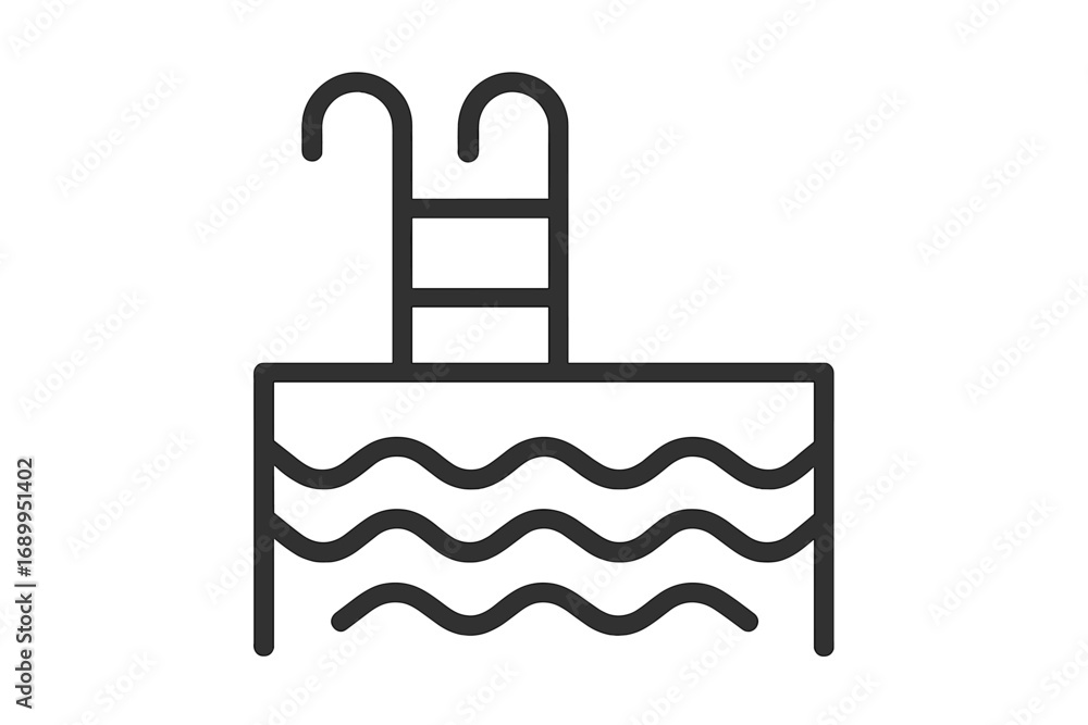 Aufkleber swimming pool icon. simple linear pictogram of a pool with ladder. minimalist outline symbol for web